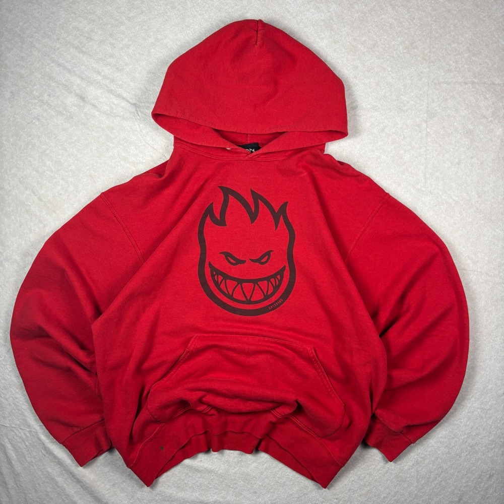 Vintage Red Y2k Spitfire Graphic Hoodie – L